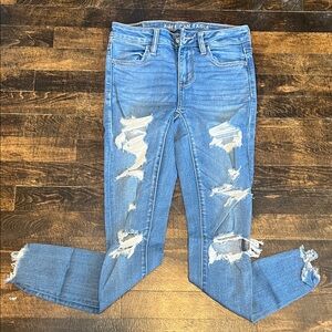 American Eagle Outfitters Women's Ripped Blue Skinny Jeans